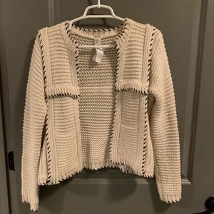 Navy blue & cream wool cardigan